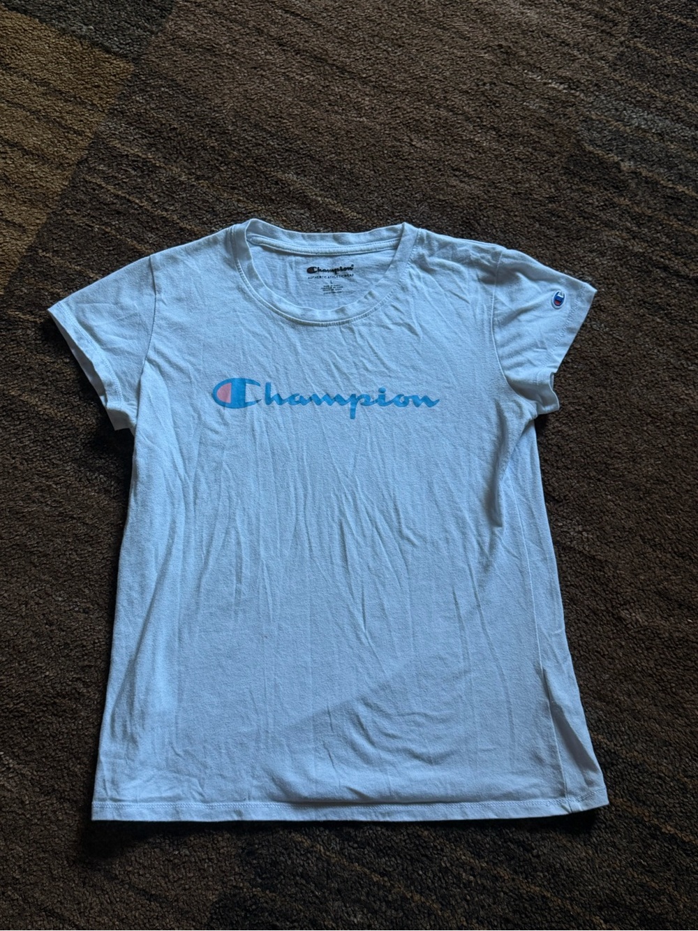 Kids Champion White Tee with Blue Logo